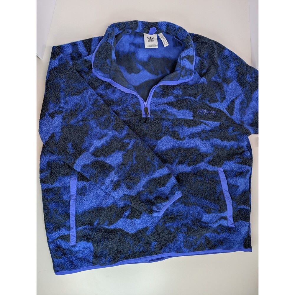 Adidas Originals Adventure Sherpa Fleece 1/4 Zip Blue Camo Mens 2XL